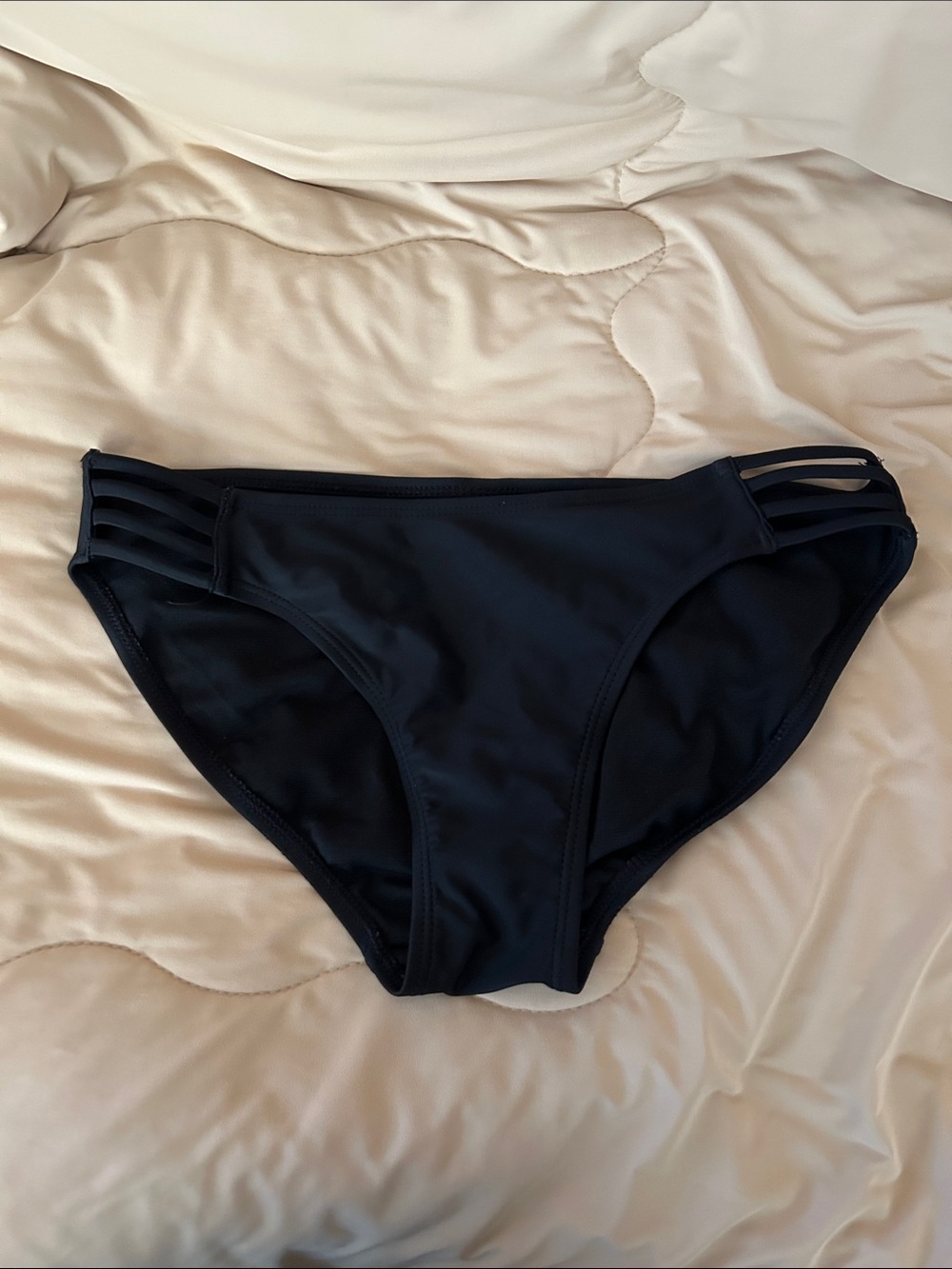 No Boundaries Black Bikini Bottom with Triple-Strap Sides